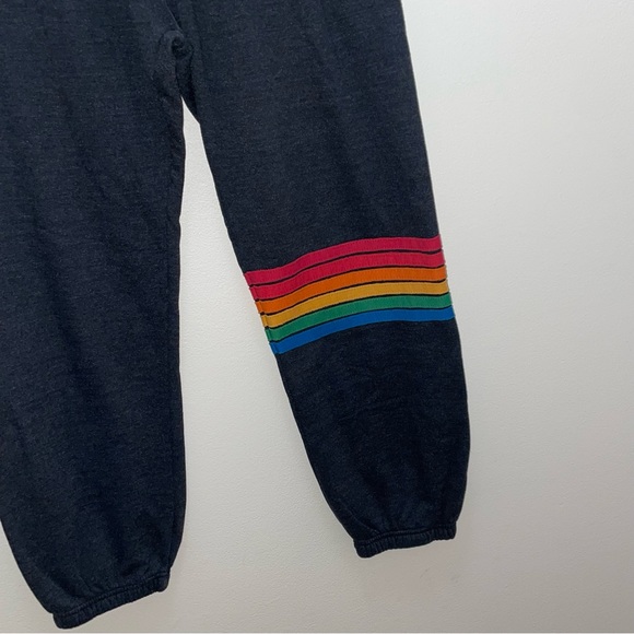 AVIATOR NATION Charcoal Rainbow Stitch jogger Sweatpants Size Medium - Picture 7 of 11